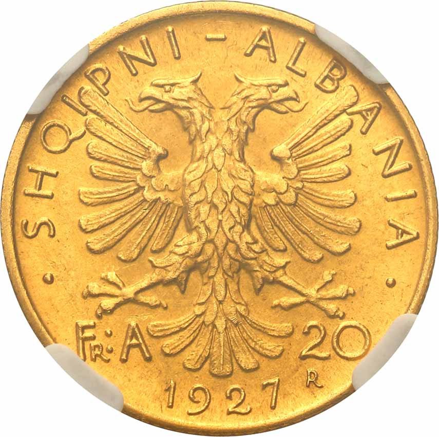 Albania. 20 Franków (franga) 1927 NGC MS62